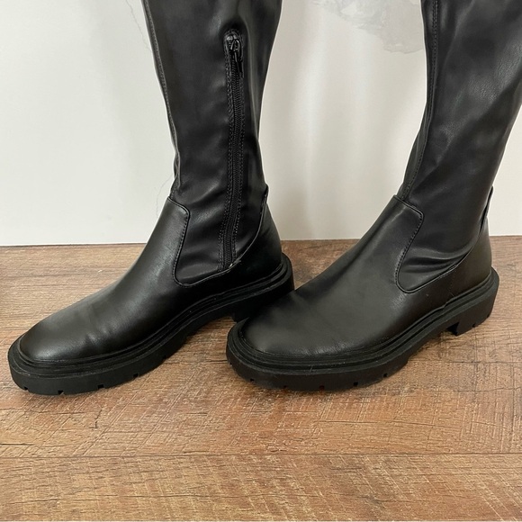Zara Over the Knee Tall Lug Sole Boots Black Size 40 (US 9) - Picture 6 of 14
